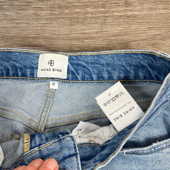 Anine Bing High Waisted Light-Wash Denim Straight Leg Jeans (Sz 27) - Picture 7 of 12